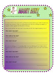 English Worksheet: AGONY AUNT!!!practicing past modals!!!!