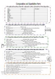 English Worksheet: comparative and superlative form