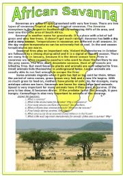 English Worksheet: African Savanna