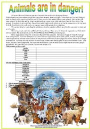 English Worksheet: Animals are in danger