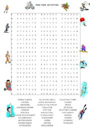 English Worksheet: FREE TIME ACTIVITIES WORDSEARCH