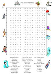 FREE TIME ACTIVITIES WORDSEARCH