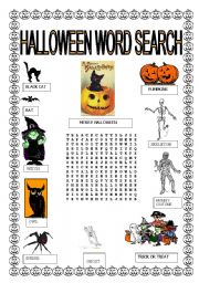 English Worksheet: HALLOWEEN WORD SEARCH