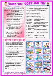 English Worksheet: USING DO, DOES AND DID