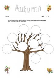 English Worksheet: Autumn Vocabulary Tree