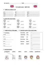 English Worksheet: Vocabulary Review