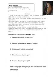 English Worksheet: Cats present simple