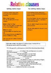 English Worksheet: relative clauses