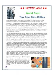 English Worksheet: WORLD FIRST: Tiny Town Bans Bottled Water