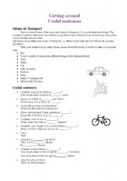 English Worksheet: Getting Around, Useful sentences