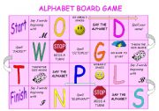 English Worksheet: Alphabet board game