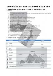 English Worksheet: Countries and Nationalities