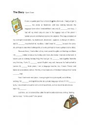 English Worksheet: The Diary - An Open Cloze