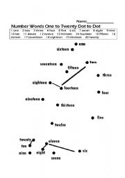 English Worksheet: Number Words One to Twenty Dot to Dot Sailboat