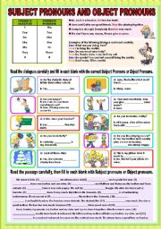 Subject and object pronouns