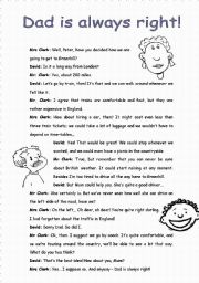 English Worksheet: Reading - Dad is always right