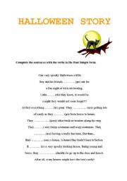 English Worksheet: Halloween story/ Past Simple