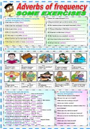 English Worksheet: THE ADVERBS OF FREQUENCY -EXERCISES (B&W VERSION INCLUDED)