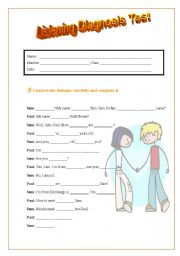 English worksheet: Listening test