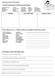 English Worksheet: Talking About Routine