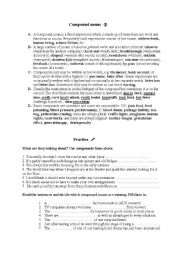 English worksheet: Compound nouns- guide & practice