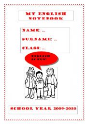 English worksheet: Notebook cover