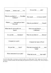 Conversation Cards to practice the definite article THE
