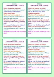 English Worksheet: Conversation Cards - Basic 2 - Part II