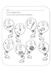 English Worksheet: short e balloons
