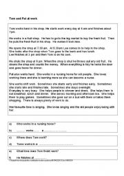 English Worksheet: Tom amd Pat at Work