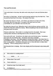 English worksheet: Tom amd Pat at Work