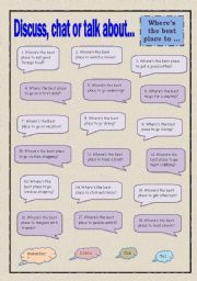 English Worksheet: Discuss, chat or talk about - Wheres the best place to .....