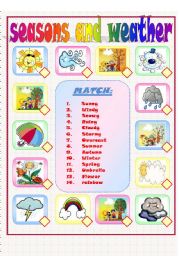 English Worksheet: SEASONS AND WEATHER: matching activity