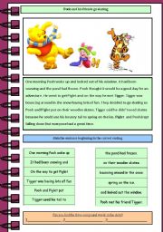 English Worksheet: Pooh goes skating