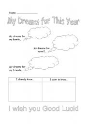 English Worksheet: My Dreams for This Year