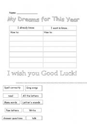 English worksheet: Dreams for This Year