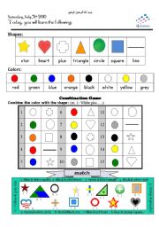 English Worksheet: colors & shapes