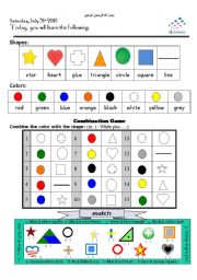 English Worksheet: colors & shapes