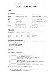 English Worksheet: Question words and tags