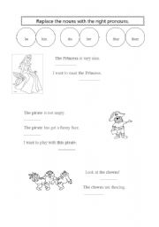 English worksheet: Subject and object pronouns