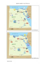 English Worksheet: Spot the differences: weather map, Egypt