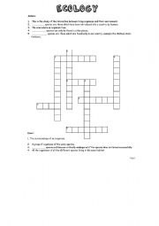 English worksheet: ecology crossword