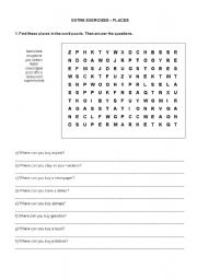 English worksheet: Word Search - Places