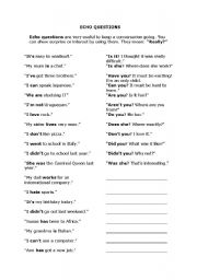 English Worksheet: ECHO QUESTIONS