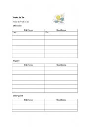 English worksheet: Verb To Be