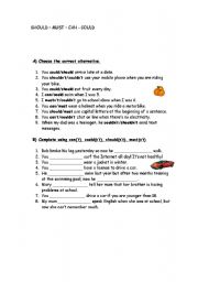 English Worksheet: Should - Could - Can
