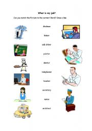 English Worksheet: What is my job_draw a line