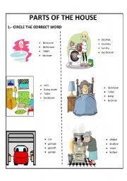 English Worksheet: PARTS OF THE HOUSE