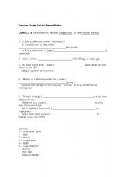 English Worksheet: Simple Past  x Present Perfect