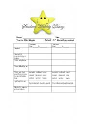 English Worksheet: Student weekly diary